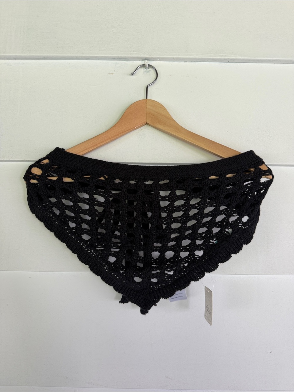 Free People Black Crochet Swim Sarong